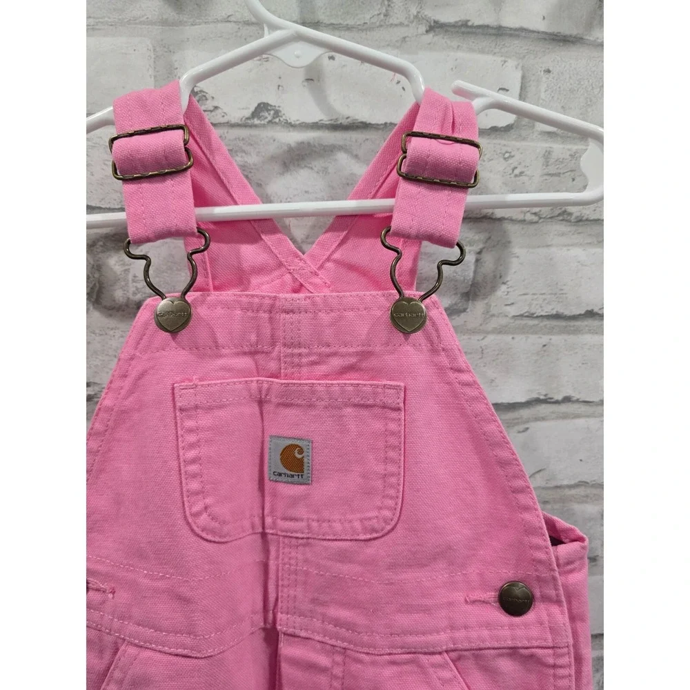Carhartt Baby‎ Girls Bib Overalls Size 18M Adjustable Strap Patch Pink NWOT